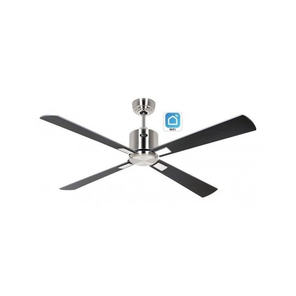 CasaFan ECO NEO III 132 cm takfläkt med WiFi 942242W, borstat kromat motor / vändbara blad i silver och wengé