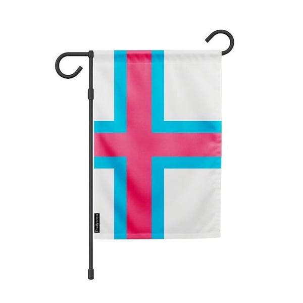 Trädgårdsflagga för Färöarna – 32 x 47,5 cm – Hålig polyester – Horisontellt format – Utomhus – Pixelforma