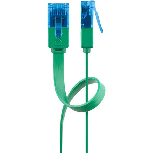 RJ-45 anslutningskabel - GOOBAY - 3 m - UTP CAT 6a - Formgjuten - Platt - Grön