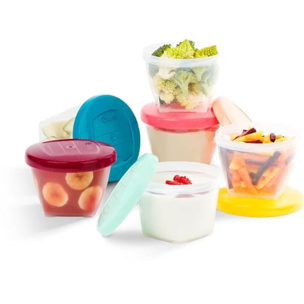 BABYMOOV Babybols set med 6 förvaringsburkar för bebisar 180ml, graderad, garanterat BPA-fri, lufttät, omskrivbar yta