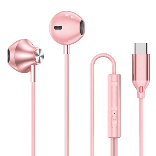Halv intra-aurikulära hörlurar - AVIZAR - Jupiter - USB-C - Rosa - 120 cm