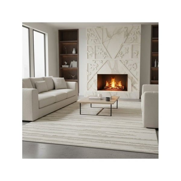 Matta - MELIS HOME - 80x300 cm - Kräm - Horisontell linjär reliefmönster - Modern