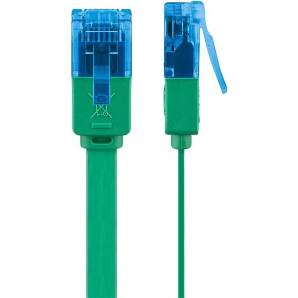 RJ-45 anslutningskabel - GOOBAY - 3 m - UTP CAT 6a - Formgjuten - Platt - Grön
