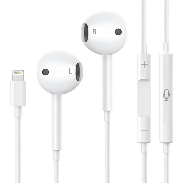 Trådade hörlurar för iPhone 14/14 PRO/14 PRO MAX/14 PLUS/13/12/11/SE/XR/X/8/7 - in-ear Mikrofon Volymkontroll