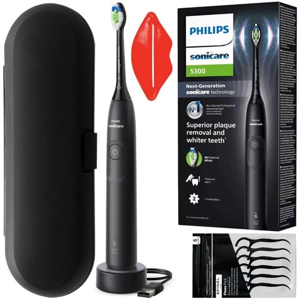Sonic tandborste - Philips - Sonicare 5300 HX7101/01 - Svart - Resväska - Olika borstningslägen
