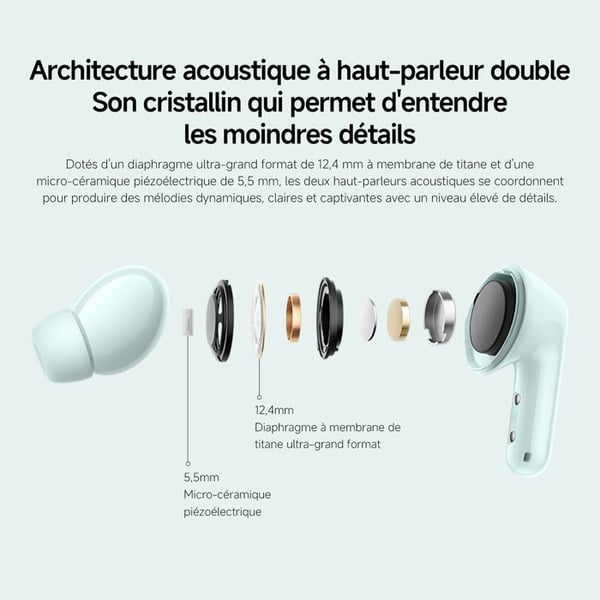 Trådlösa hörlurar - Redmi - Buds 6 - Aktiv brusreduktion - Batteritid 42h - 360° ljud