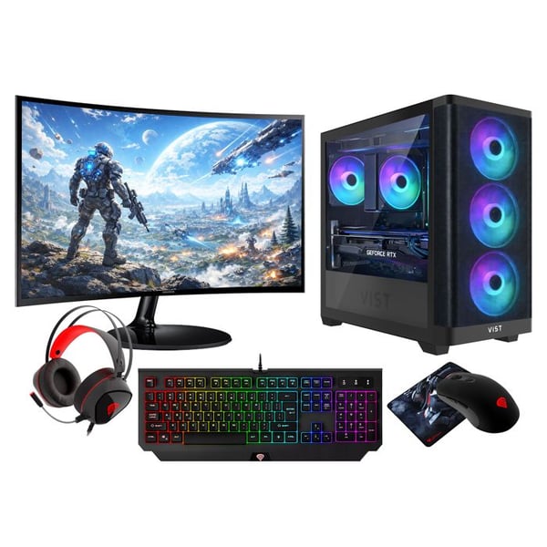 VIST PC Gaming Ryzen 7 5700X - RAM 16Go - RTX 5060 - SSD 500Go M.2 - WIFI - 27" - W11