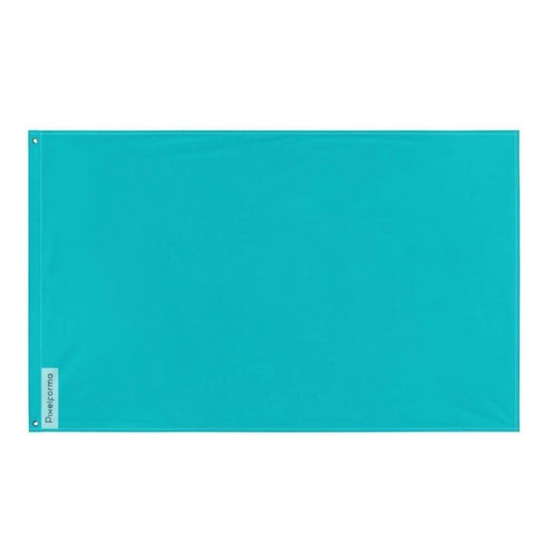 Turkosblå Flagga – 128 x 192 cm – Hållbar Polyester – 2 Metall Ögla – Inomhus / Utomhus – Pixelforma