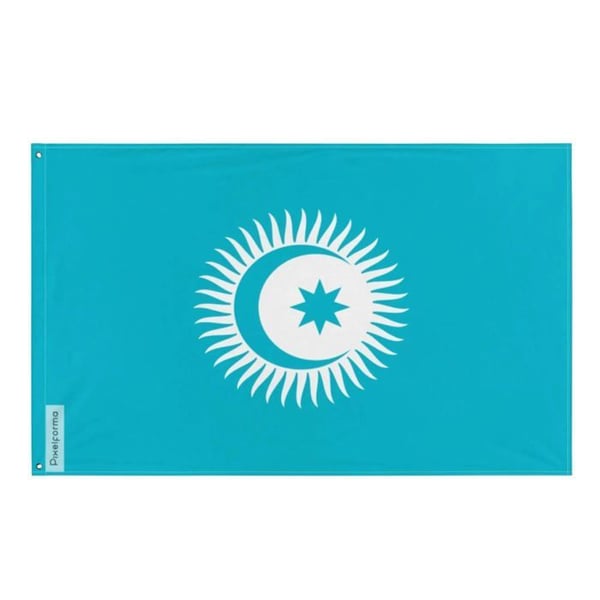 Turkiska rådets flagga – 64 x 96 cm – Hållbar polyester – 2 metalöglor – Inomhus / Utomhus – Pixelforma