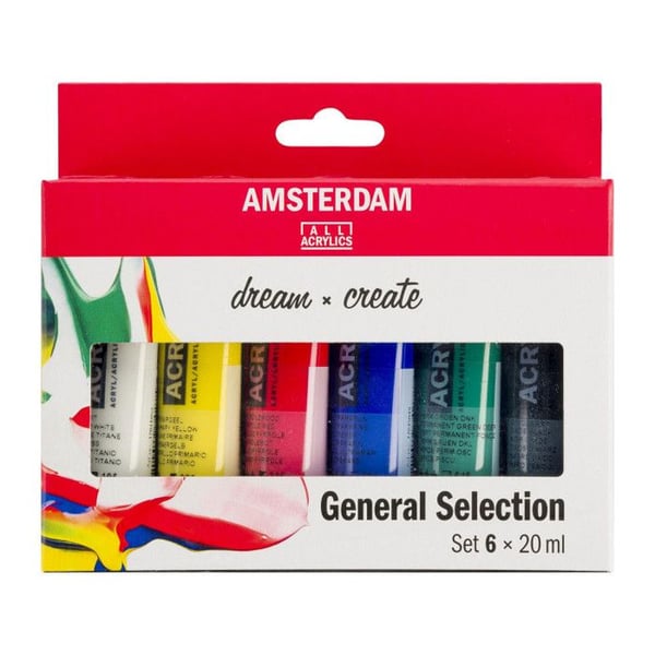 Akrylfärg - AMSTERDAM - Standard Set 6 tuber 20 ml - Flerfärgad - Blå - Matt finish