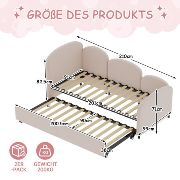 Sovesofa - MUVOE - Enkeltseng - Velour - Opbevaringsskuffer - Blomsterdesign
