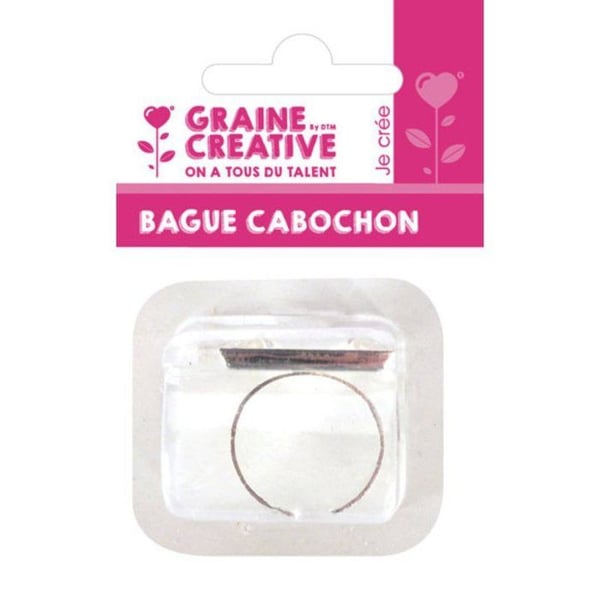 Graine Créative - Fyrkantig ring med cabochon 20 mm Silverfärgad