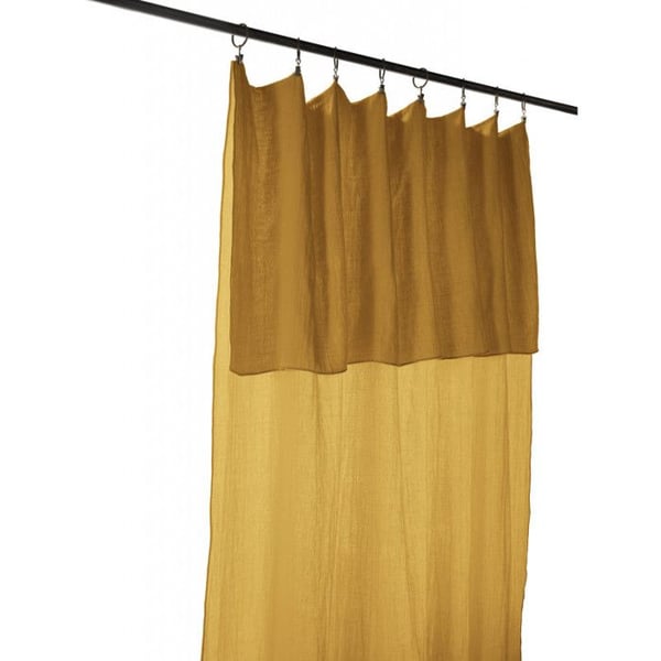 Paket med 2 justerbara gardiner + 8 klämringar "Gaïa" 140 x 300 cm "Bomullsgaze" - Gaïa Safran