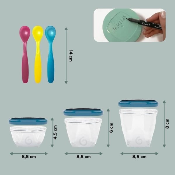 BABYMOOV Babybols Kit XXL MultiSet 12 förvaringsburkar + 3 flexibla skedar
