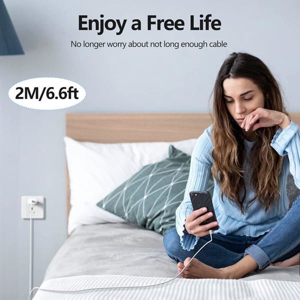 Hurtigoplader - Apple - 20W - USB C - 2M - Kompatibel med iPhone 16/15 og iPad