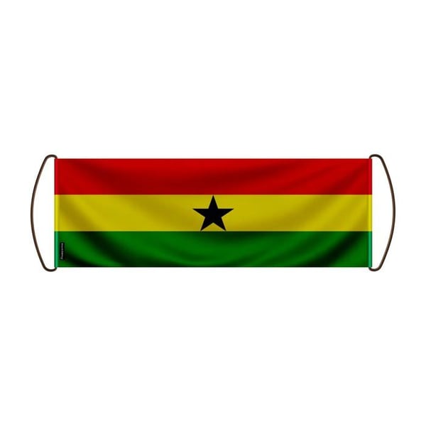 Scrollbanner – Ghanas flagga – 17 x 50 cm – Polyester – Handflagga – Pixelforma