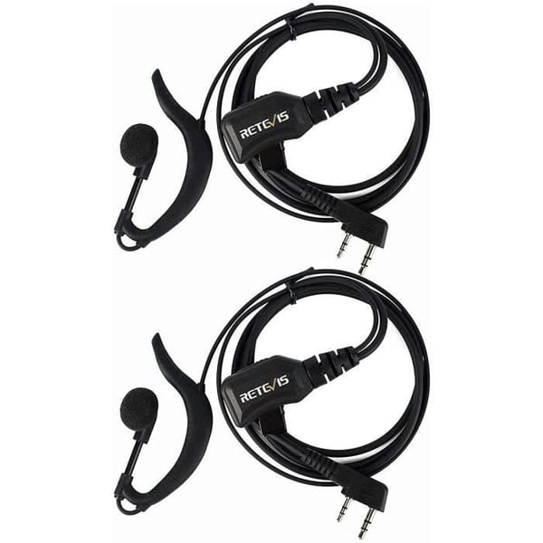 Retevis R111 Walkie Talkie hörsnäcka 2-stifts justerbar volym hörsnäcka typ G headset kompatibelt med walkie talkie RT24 RT22(2 st)