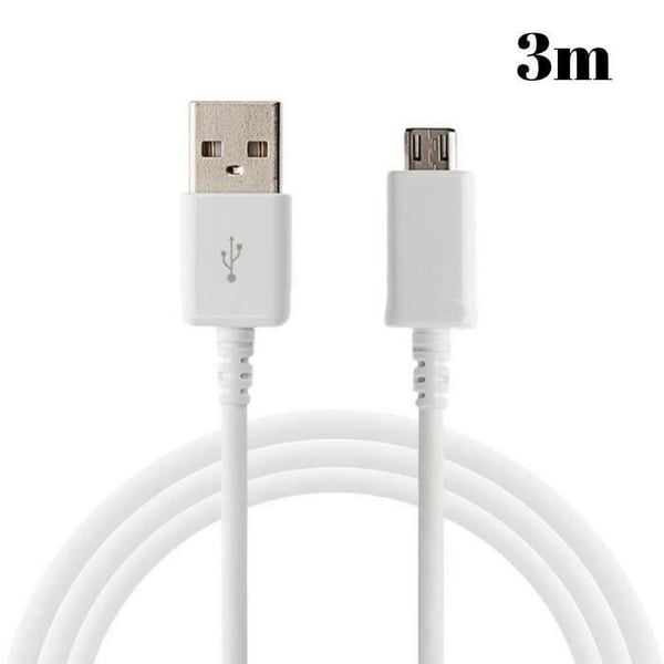 C Kabel Micro USB - PHONILLICO - 3 meter - Kompatibel med Sony Xperia - Vit - 1 enhet