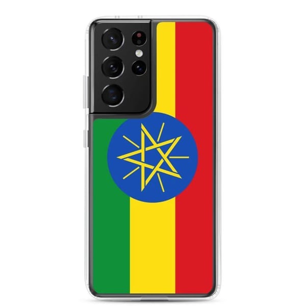 Mobilskal - PIXELFORMA - Etheopiska flaggan - Kompatibel med Samsung Galaxy S21 - Mjuk - Stöttålig