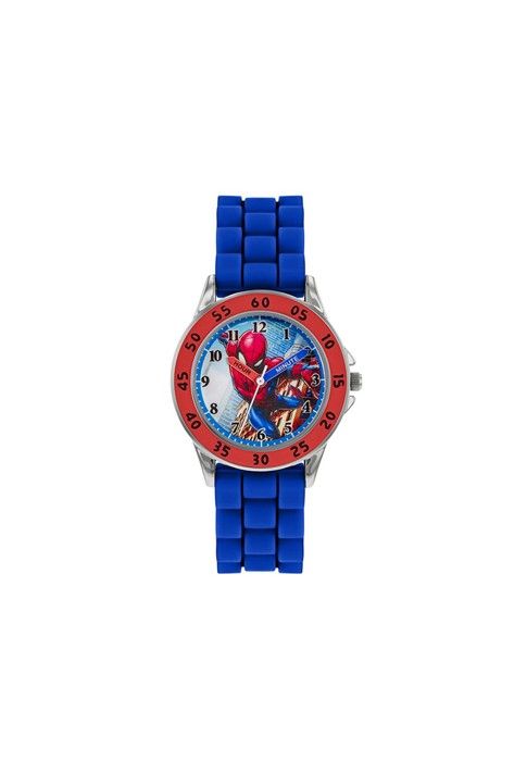 Barnklocka SPIDERMAN Time Teacher analog – hypoallergeniskt blått silikonarmband