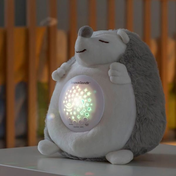 Hedgehog Plyschleksak med vitt brus och Spikey Night Light - InnovaGoods - Svart - One Size