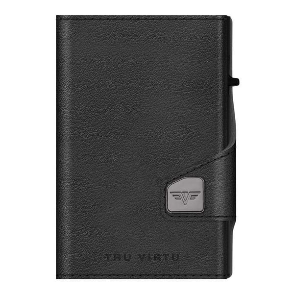 TRU VIRTU Kreditkortshållare i svart läder för kvinnor och män - Click & Slide Wallet Nappa Black / Black 95619