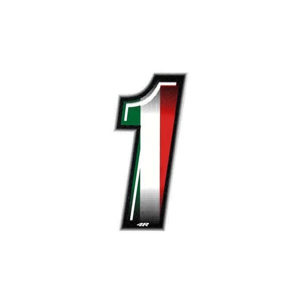Motorcykelklistermärke med självhäftande nummer, Italiens flagga, h 10 cm