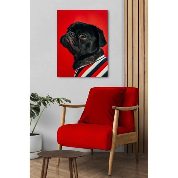 Tavla, Canvastryck - Hund med tröja - Väggdekoration - 60x80cm