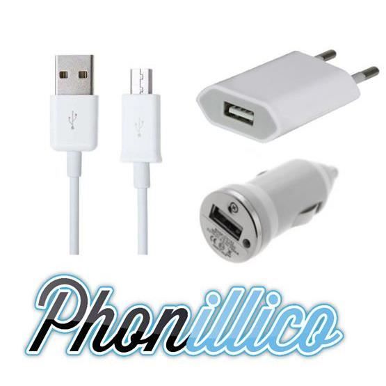 Pack 3 i 1 USB-laddare kompatibel med Wiko Cink Slim
