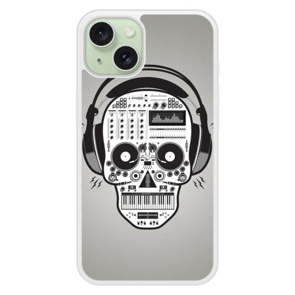 Silikonförstärkt tryckt skal kompatibelt med Apple iPhone 15 Skull Music
