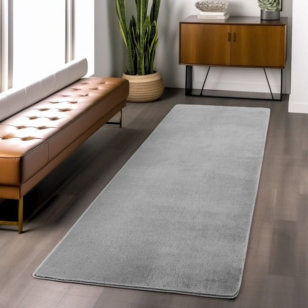 Modern matta för vardagsrum, sovrum, kök, mjuk, tvättbar, halkfri (Dimension: 60X100 cm - Färg: Ljusgrå)