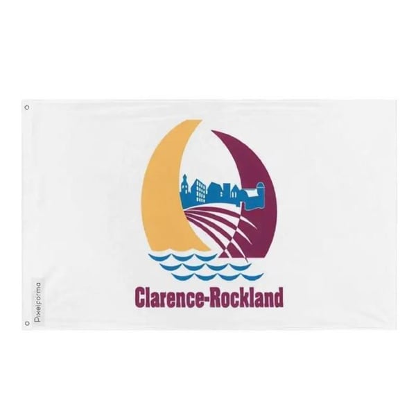 Clarence-Rockland Flagga – 60 x 90 cm – Hållbar Polyester – 2 Metallöglor – Inomhus / Utomhus – Pixelforma