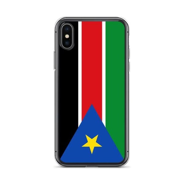Telefonfodral – Flagga för Sydsudan – Kompatibel med iPhone X – Mjuk Fodral – Stöttålig och Chockresistent - Silikon - Pixelforma