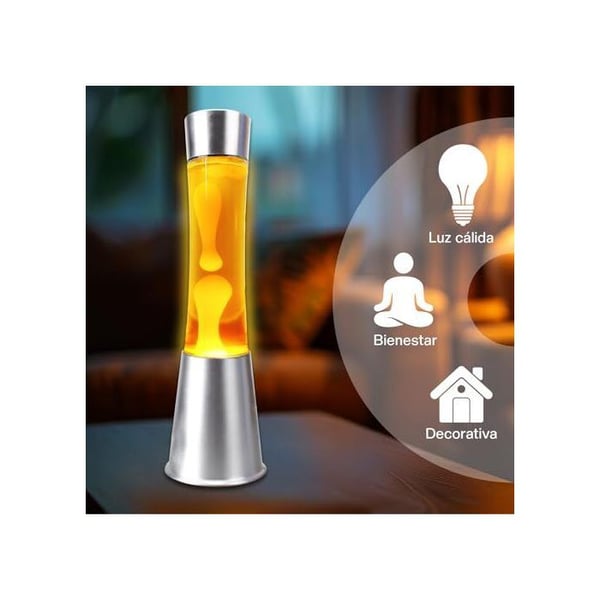 Barn Lava Lampa Gul - Lava Lampa | Gul Lava Lampa | Lava Lampa 40 Cm | Barns Sänglampor | Lampor med Vätskerörelse