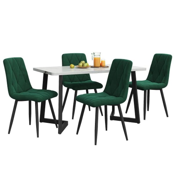 Matbord - Set 117x68 cm - 4 stolar - Sammet - Rektangulär