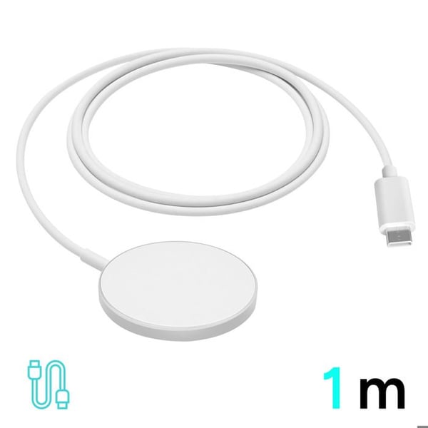 MagSafe-laddare - BWOO - iPhone - 15W - USB-C-kabel 1m - Vit
