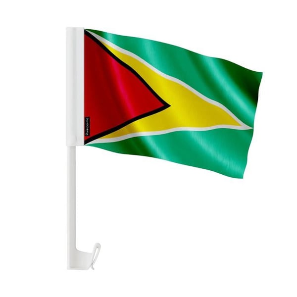 Guyanas Bilflagga – 14 x 21 cm – Polyester Stoff – Fäste på Fönster – 10 stycken – Pixelforma