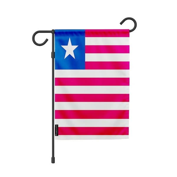 Liberias trädgårdsflagga – 32 x 47.5 cm – Hållbar polyester – Horisontellt format – Utomhus – Pixelforma