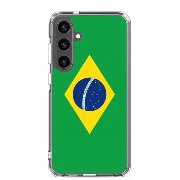 Telefonfodral – Brasiliens flagga – Kompatibel med Samsung Galaxy S23 Plus – Mjukt fodral – Slitstarkt och stötbeständigt – Pixelforma