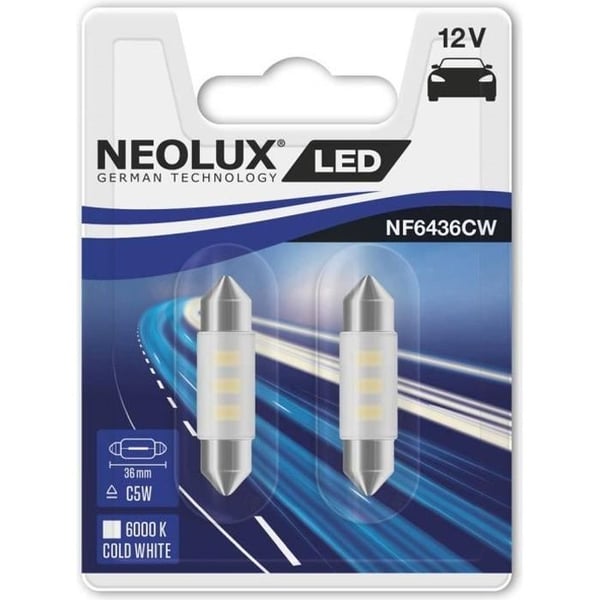 LED-navettlampa - NEOLUX - SV8,5-8 - Vit - 12 V - 5 W - A+