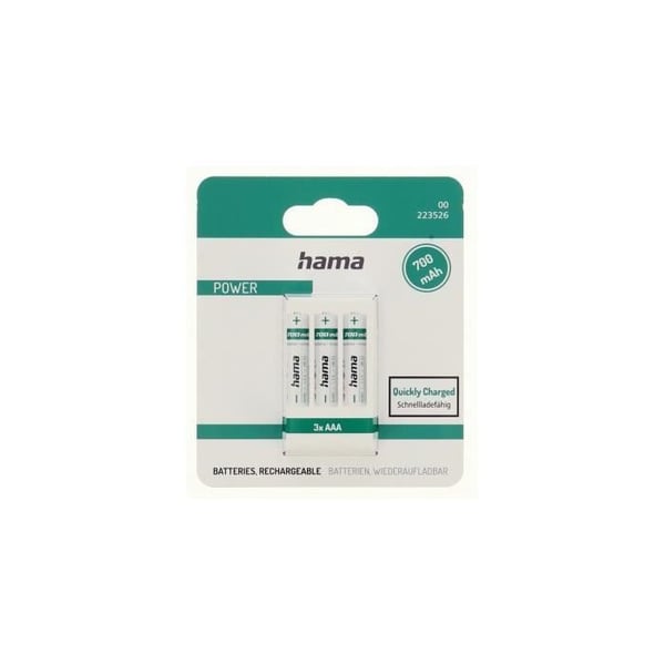 NiMH-batterier, AAA Micro, 700 mAh, 1,2 V, 3 st