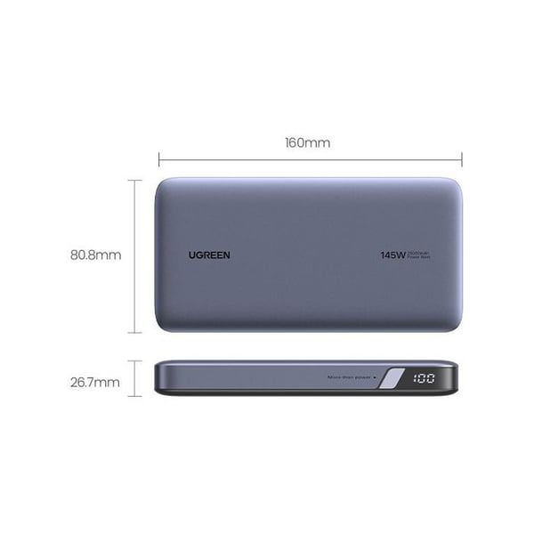 Externbatteri - UGREEN - 25,000 mAh - 145W - Grå