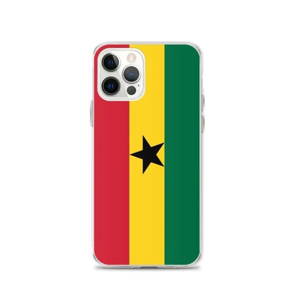 Mobilskal – Ghana Flagga – Kompatibel med iPhone 12 Pro – Flexibelt fodral – Slitstarkt och stötsäkert - Silikon - Pixelforma