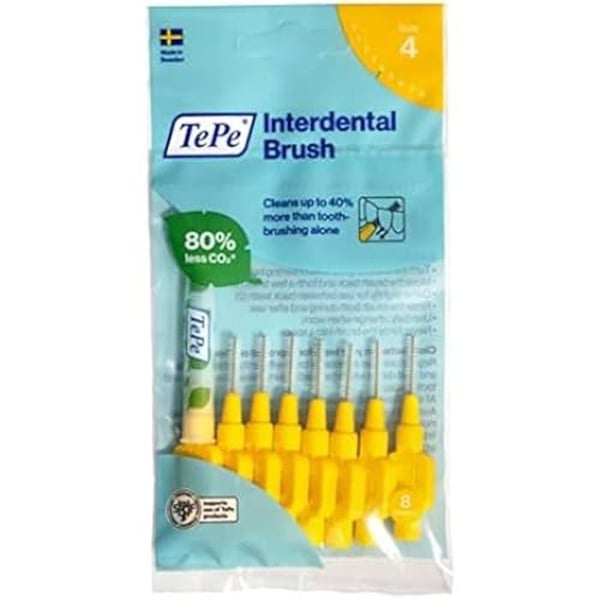 Interdentalborstar - TEPE - Storlek 4 - 0,7 mm - Gul - Paket med 8 enheter