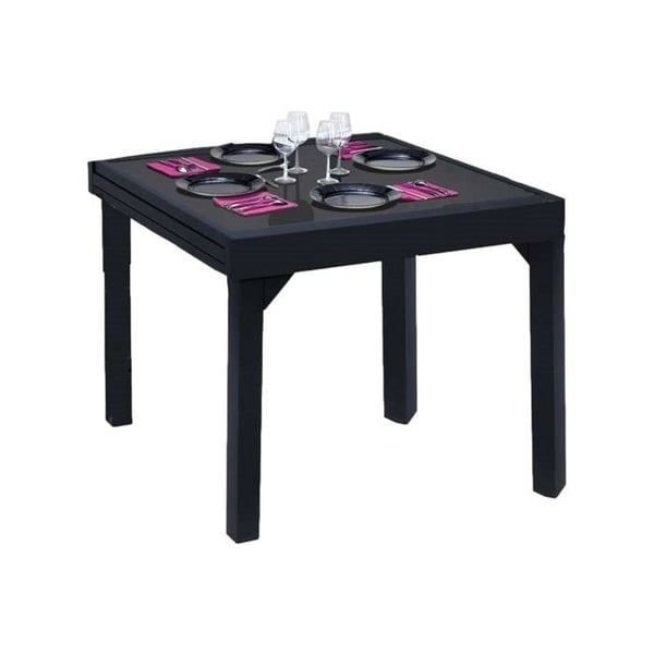 Modulo T 4 / 8 Full Black Glass Trädgårdsbord Wilsa Garden