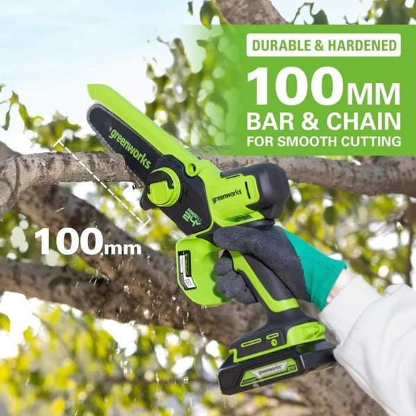 Moottorisaha - Greenworks - 24V Mini - 10 cm - Langaton Akka - 1,25 kg