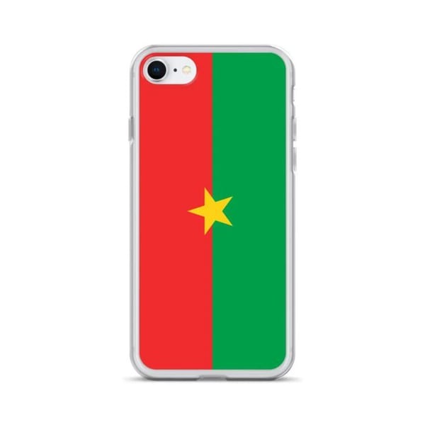 Telefonfodral – Burkina Fasos flagga – Kompatibel med iPhone 7 Plus – Mjukt fodral – Slitstarkt och stötsäkert - Silikon - Pixelforma