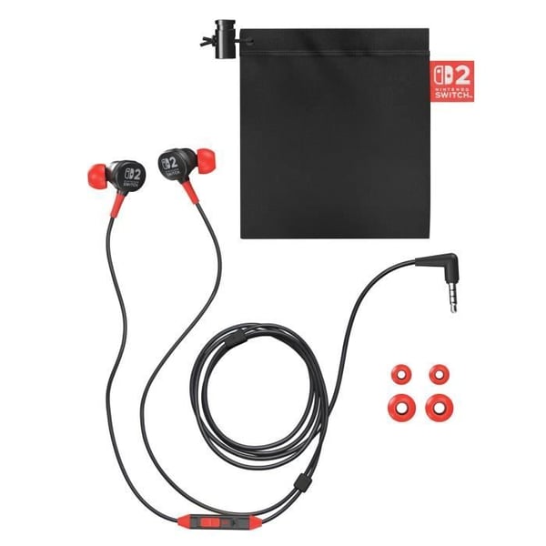 Trådade hörlurar - Power A - Nintendo Switch 2 - Svart och Röd