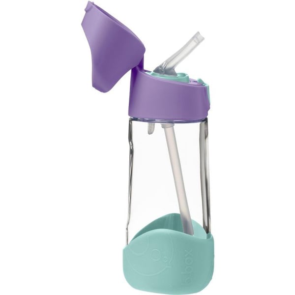 B.box Flaska med sugrör 450 ml lilas pop