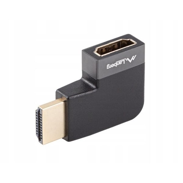 HDMI-adapter - LANBERG - 8K - Aluminium Silver - Vänster vinkel - HDMI(H) till HDMI(M)